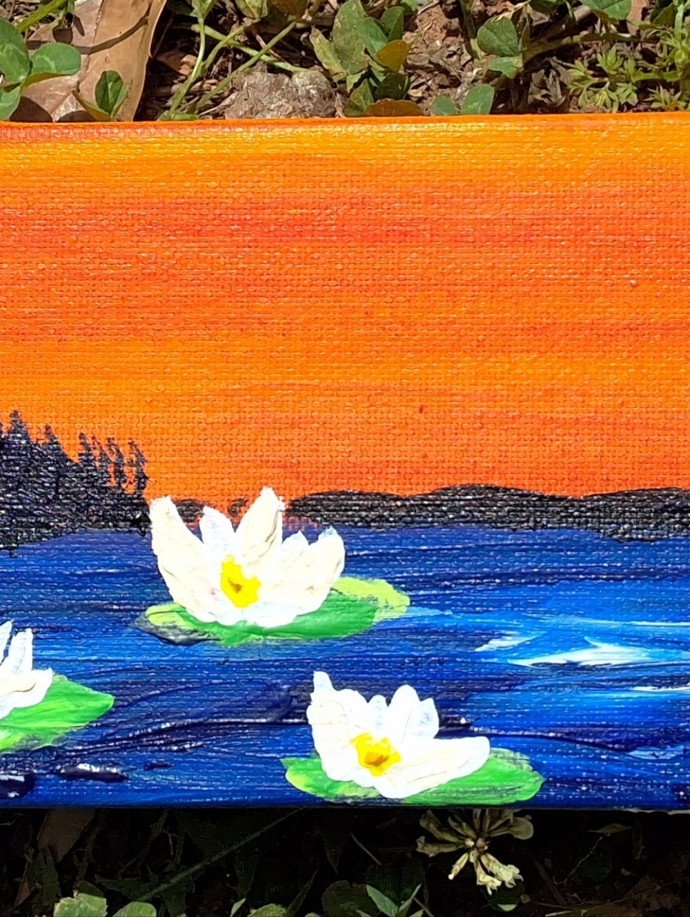 "Sunset Waterlillies" Original Artwork Created By Brea Marie 4in X 12in - Picture 5 of 8